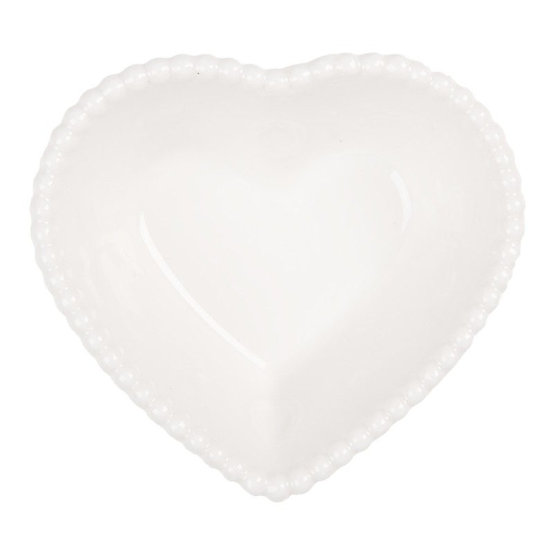 Clayre & Eef Kom 25 ml Wit Keramiek Hartvormig