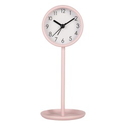 Gabriël Analog Alarm Clock Ø 9x21 cm Pink Metal Glass