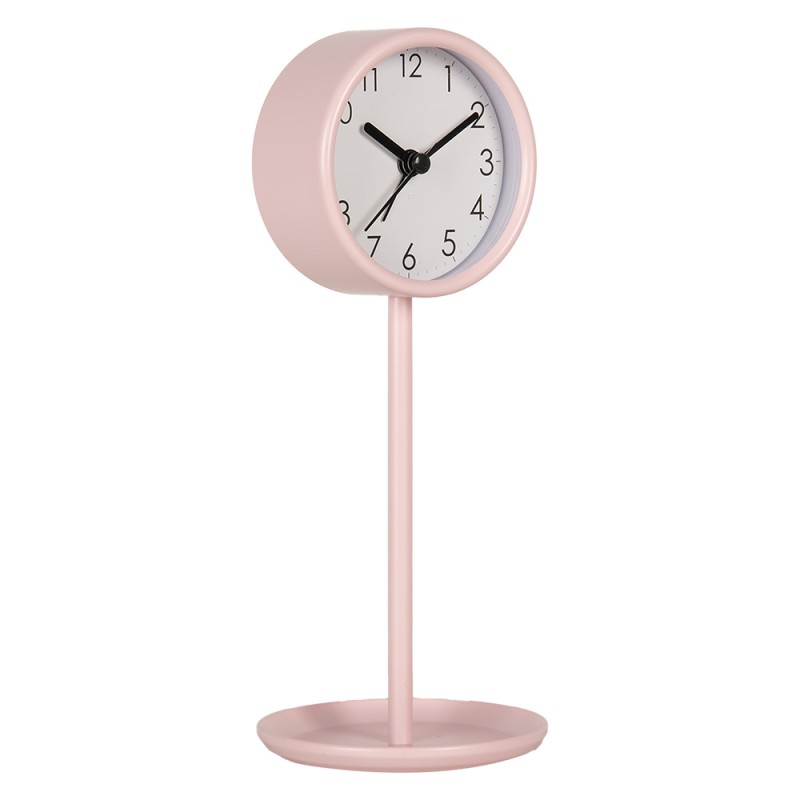Gabriël Analog Alarm Clock Ø 9x21 cm Pink Metal Glass