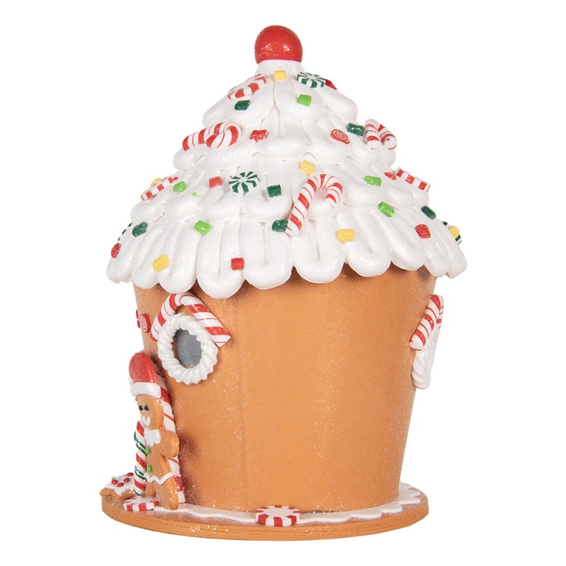 Clayre & Eef Casa di pan di zenzero con LED 23x23x32 cm Marrone Plastica