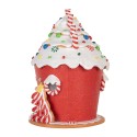 Clayre & Eef Gingerbread house met LED 23x23x32 cm Rood Wit Kunststof