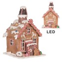 Clayre & Eef Gingerbread house with LED 13x13x19 cm Brown Plastic