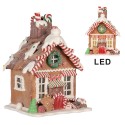 Clayre & Eef Gingerbread house with LED 13x13x18 cm Brown Plastic