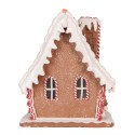 Clayre & Eef Maison en pain d'épices avec LED 13x13x18 cm Marron Blanc Plastique