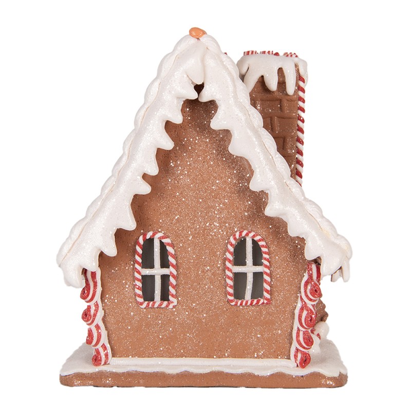 Clayre & Eef Maison en pain d'épices avec LED 13x13x18 cm Marron Blanc Plastique