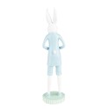 Clayre & Eef Figurine décorative Lapin Ø 10x40 cm Blanc Bleu Plastique