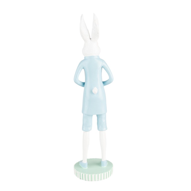Clayre & Eef Figurine décorative Lapin Ø 10x40 cm Blanc Bleu Plastique