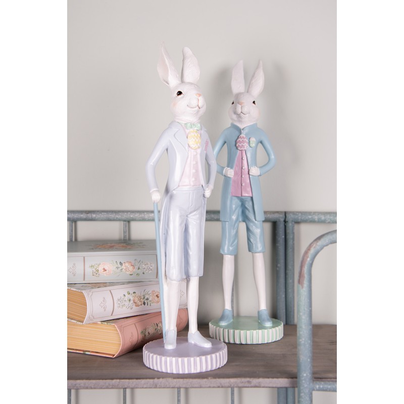 Clayre & Eef Decorative Figurine Ø 10x40 cm White Blue Plastic