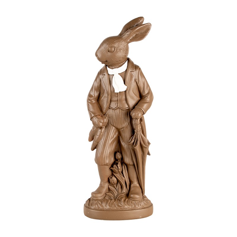 Clayre & Eef Figurine décorative Lapin 40 cm Marron Plastique