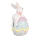 Clayre & Eef Dekorationsfigur Kaninchen 9x9x17 cm Weiß Blau Kunststoff