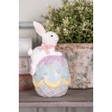 Clayre & Eef Dekorationsfigur Kaninchen 9x9x17 cm Weiß Blau Kunststoff