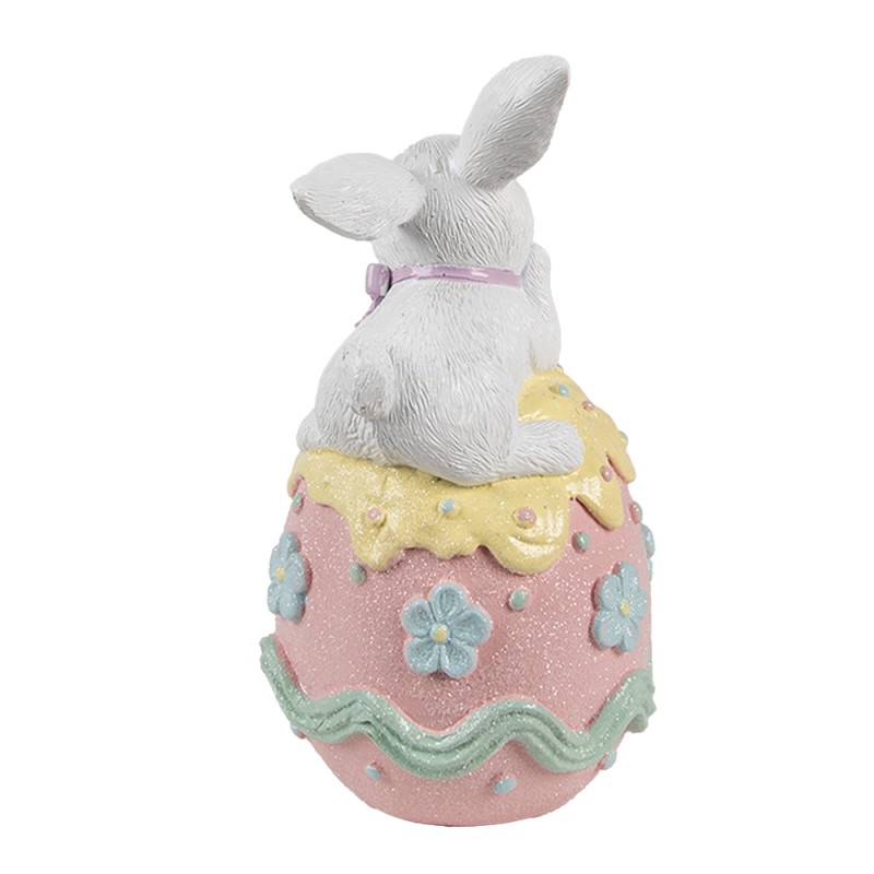 Clayre & Eef Statuetta decorativa Coniglio 9x9x17 cm Bianco Rosa  Plastica