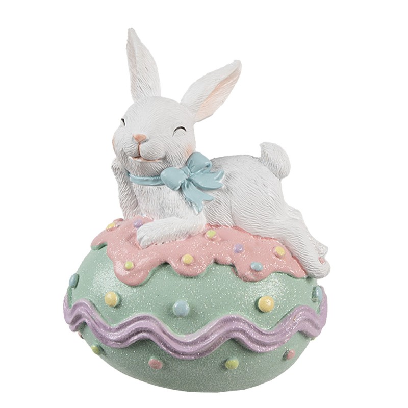 Clayre & Eef Dekorationsfigur Kaninchen 11x9x15 cm Weiß Kunststoff