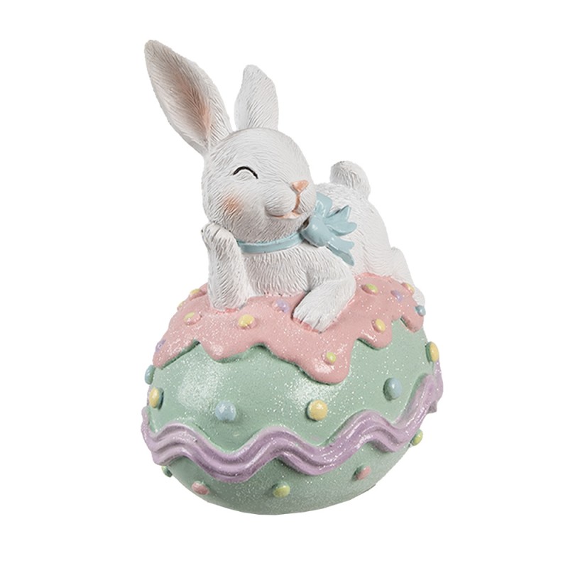 Clayre & Eef Dekorationsfigur Kaninchen 11x9x15 cm Weiß Kunststoff