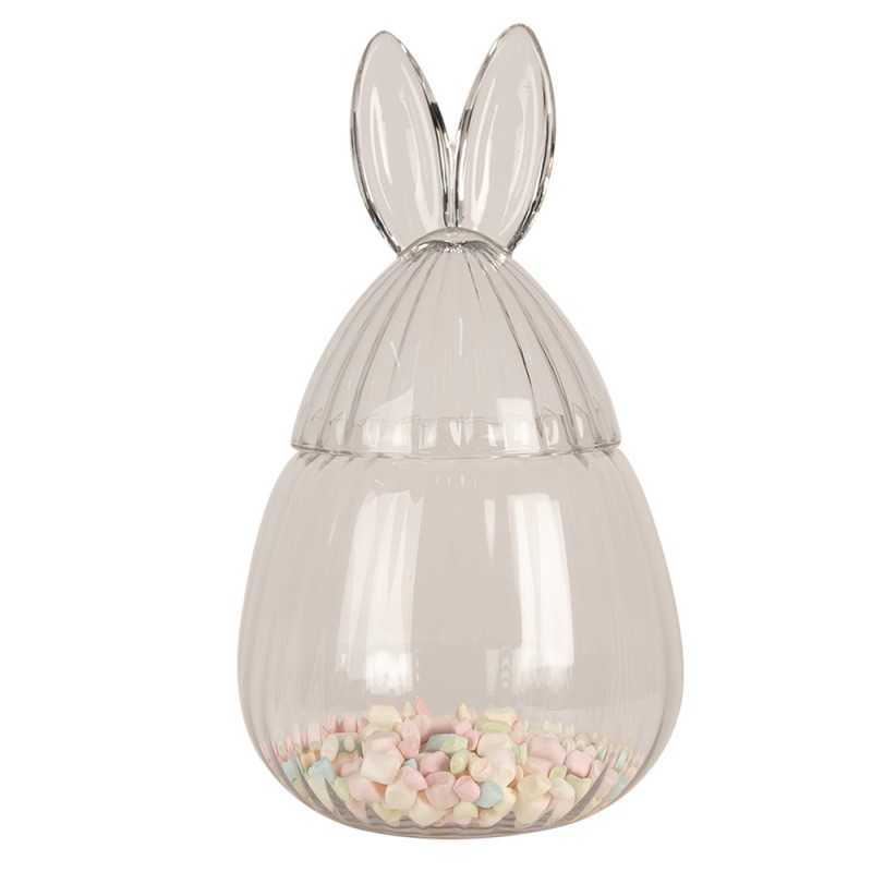 Clayre & Eef Glastopf Ø 20x34 cm Transparant Glas Oval Kaninchen