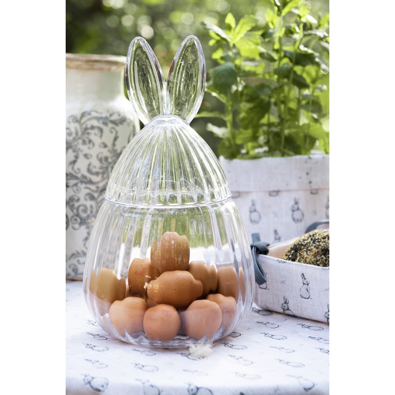 Clayre & Eef Glastopf Ø 20x34 cm Transparant Glas Oval Kaninchen
