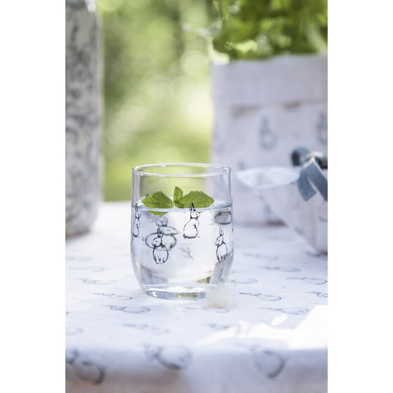 Clayre & Eef Waterglas 300 ml Transparant Glas Konijnen