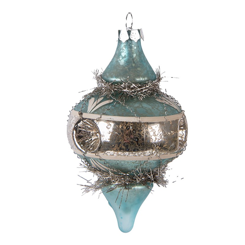 Clayre & Eef Weihnachtskugel Ø 7x13 cm Blau Glas