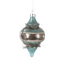 Clayre & Eef Weihnachtskugel Ø 7x13 cm Blau Glas