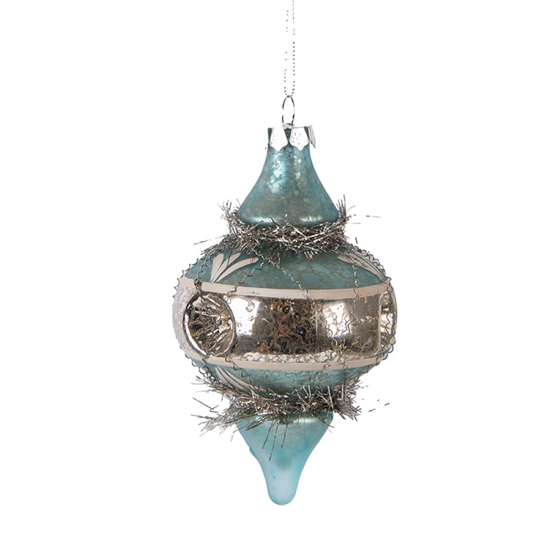 Clayre & Eef Weihnachtskugel Ø 7x13 cm Blau Glas