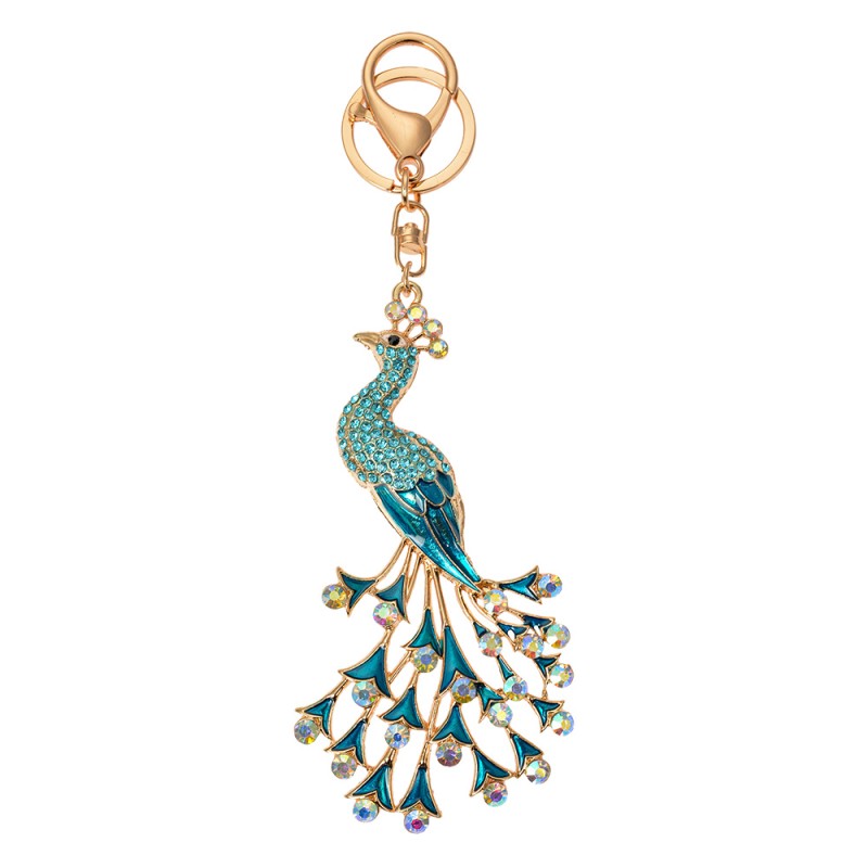 Clayre & Eef Schlusselanhänger Pfau 6x2x12 cm Goldfarbig Metall
