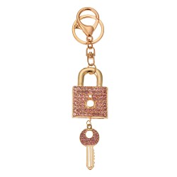 Clayre & Eef Porte-clés Serrure 4x2x5 cm Couleur or Rose Métal