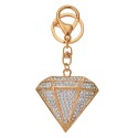 Clayre & Eef Keychain Diamond 5x2x6 cm Gold colored White Metal