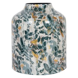 Clayre & Eef Vase Ø 18x21 cm Beige Grey Metal Flowers