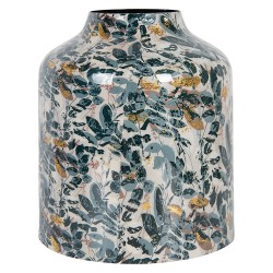 Clayre & Eef Vase Ø 18x21 cm Beige Gris Métal Fleurs