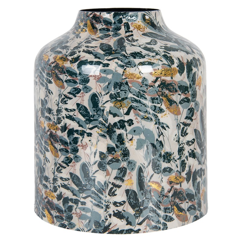 Clayre & Eef Vase Ø 18x21 cm Beige Grey Metal Flowers