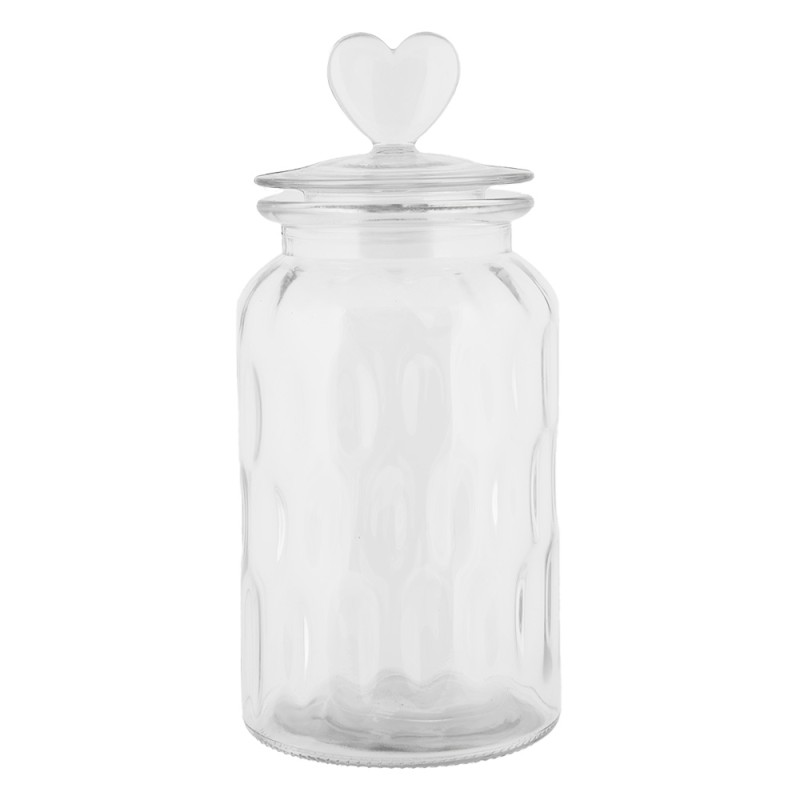 Clayre & Eef Couvercle de pot de stockage Ø 11x24 cm Transparent Verre