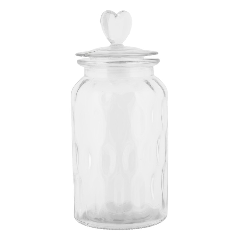 Clayre & Eef Couvercle de pot de stockage Ø 11x24 cm Transparent Verre