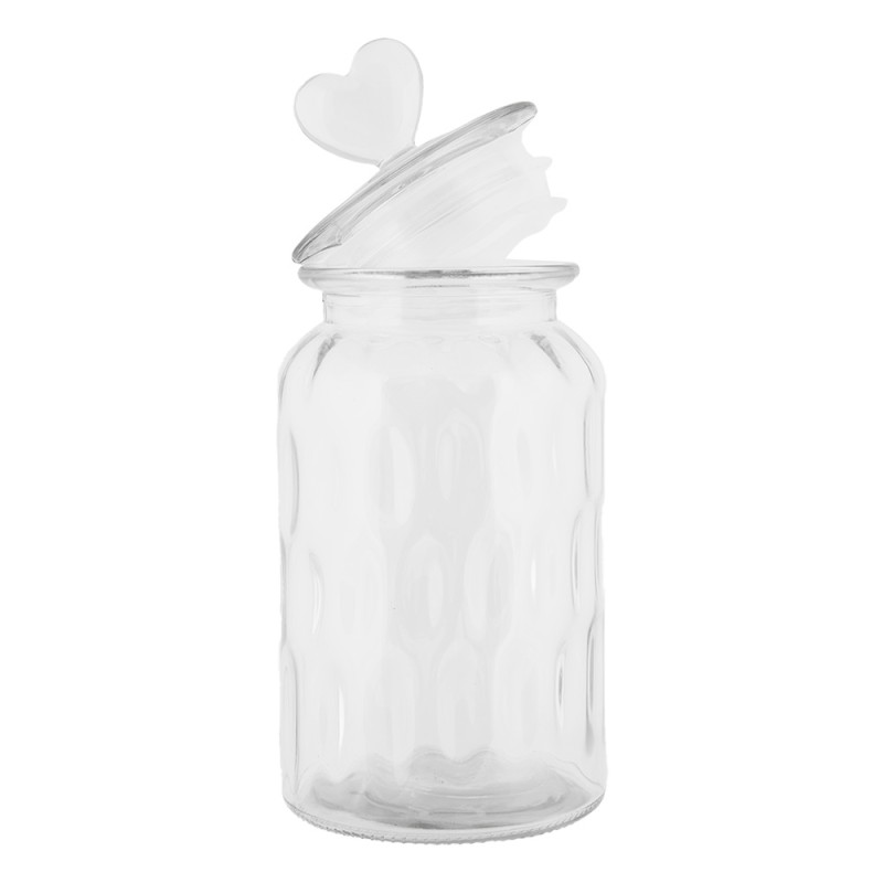Clayre & Eef Couvercle de pot de stockage Ø 11x24 cm Transparent Verre