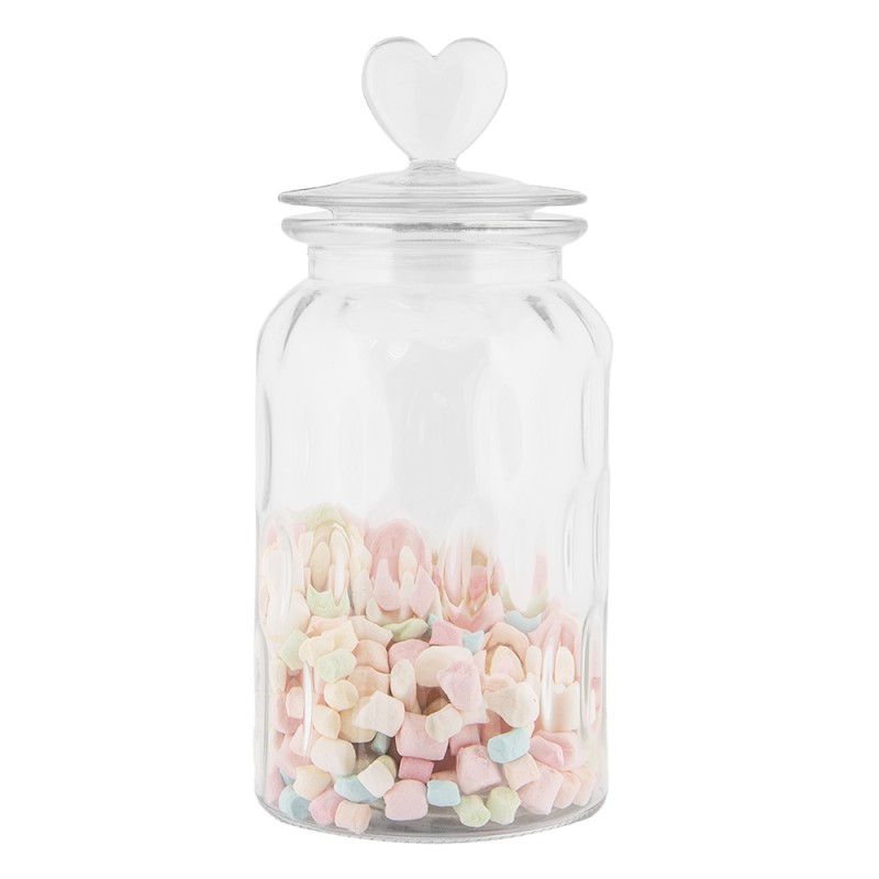 Clayre & Eef Couvercle de pot de stockage Ø 11x24 cm Transparent Verre