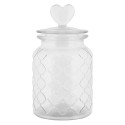 Clayre & Eef Couvercle de pot de stockage Ø 11x20 cm Transparent Verre Coeur