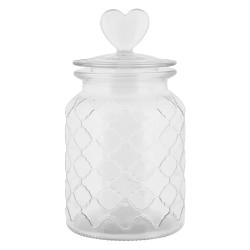 Clayre & Eef Couvercle de pot de stockage Ø 11x20 cm Transparent Verre Coeur