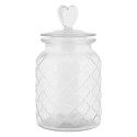Clayre & Eef Couvercle de pot de stockage Ø 11x20 cm Transparent Verre Coeur