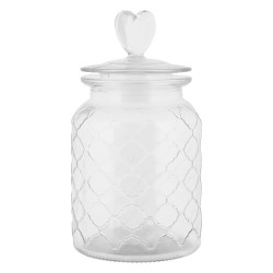 Clayre & Eef Couvercle de pot de stockage Ø 11x20 cm Transparent Verre Coeur