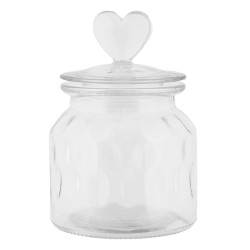 Clayre & Eef Voorraadpot Deksel Ø 11x16 cm Transparant Glas Hart