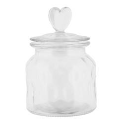 Clayre & Eef Voorraadpot Deksel Ø 11x16 cm Transparant Glas Hart