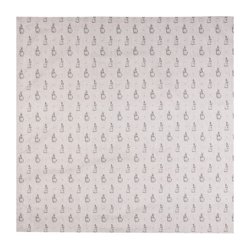 Clayre & Eef Tischdecke 100x100 cm Beige Grau Baumwolle Quadrat Kaninchen
