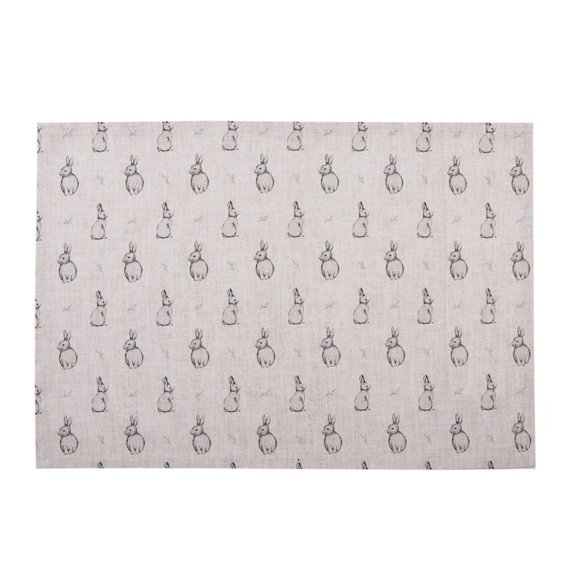 Clayre & Eef Tovagliette set di 6 48x33 cm Beige Grigio Cotone Coniglio