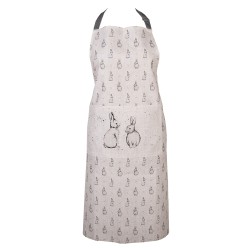 Clayre & Eef Tablier de cuisine 70x85 cm Beige Gris Coton Lapin