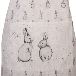 Clayre & Eef Tablier de cuisine 70x85 cm Beige Gris Coton Lapin