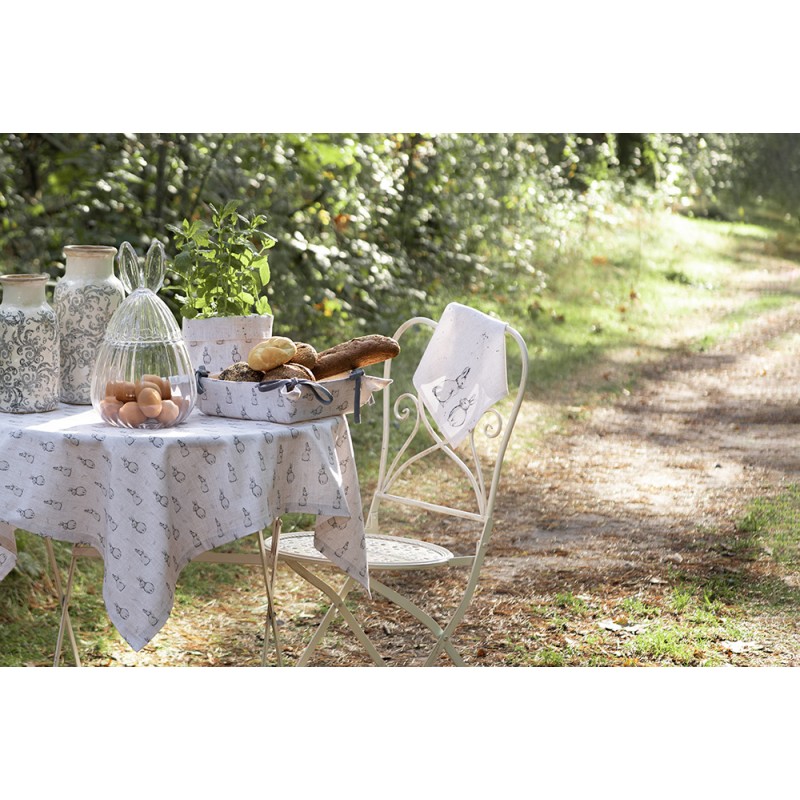 Clayre & Eef Grembiule da cucina per bambini 56x48 cm Beige Grigio Cotone Coniglio