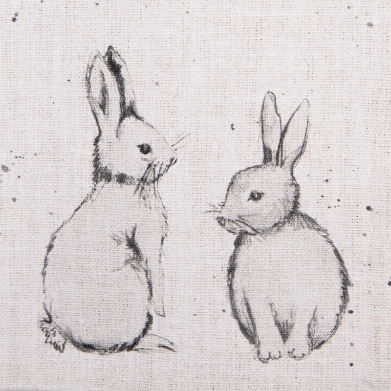 Clayre & Eef Torchon 50x70 cm Beige Gris Coton Lapin