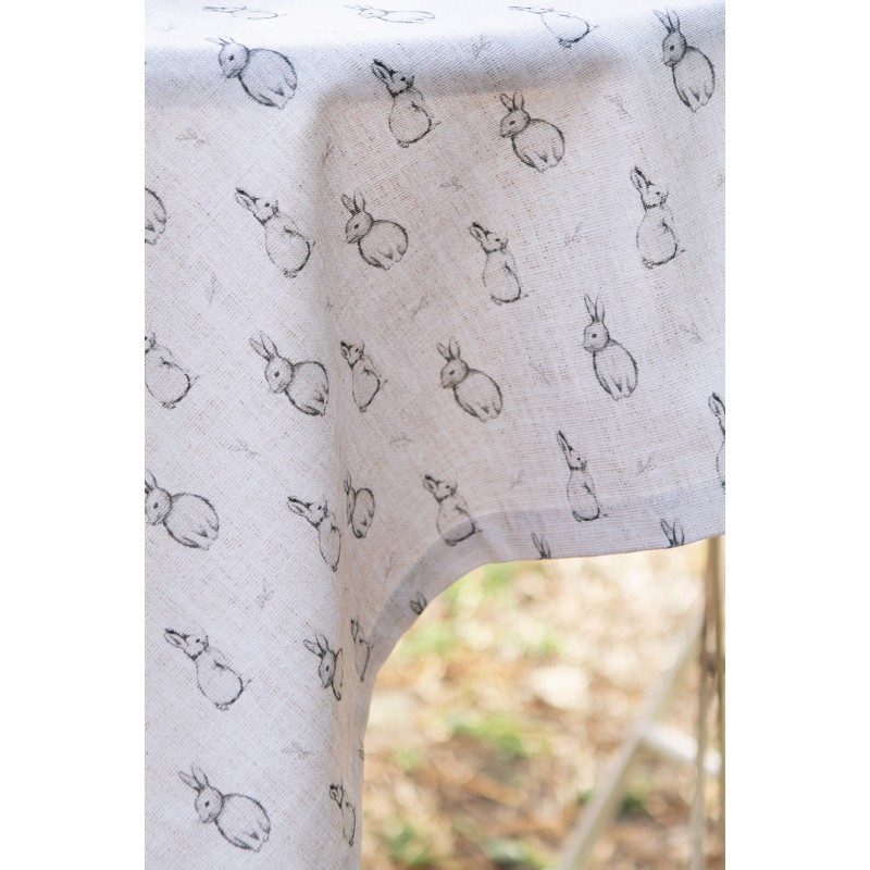 Clayre & Eef Asciugamani da cucina 50x70 cm Beige Grigio Cotone Coniglio
