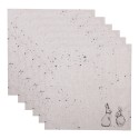 Clayre & Eef Serviettes Coton set de 6 40x40 cm Beige Gris Carré Lapin