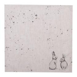 Clayre & Eef Serviettes Coton set de 6 40x40 cm Beige Gris Carré Lapin