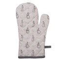 Clayre & Eef Ofenhandschuh 18x30 cm Beige Grau Baumwolle Kaninchen